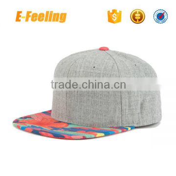 Fashion Flat Bill Snapback Cap Print Brim Snapback Hat