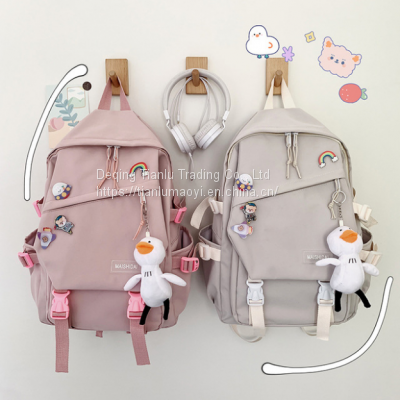 Schoolbag female Korean high school students backpack female Japanese large capacity nylon leisure backpack trend