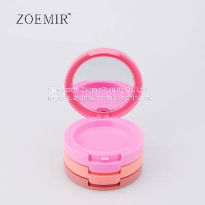 3 colors Round Compact Case Powder Empty Makeup Blush Compact Powder Packaging