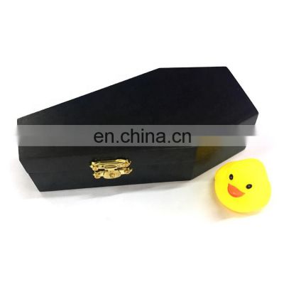 Vitalucks Customized Decorative Plain Color Black Color Unfinished Wood Coffin Box Gift Cosmetics Packaging Box