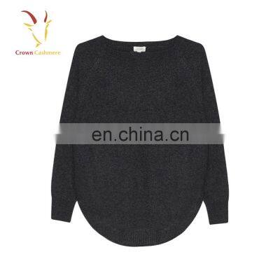 Irregular Hem Knitted Cashmere Wool Pullover Sweater for Women photo-4