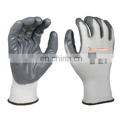 Construction industry worker use safety nitrile palm coating work gloves with full palm