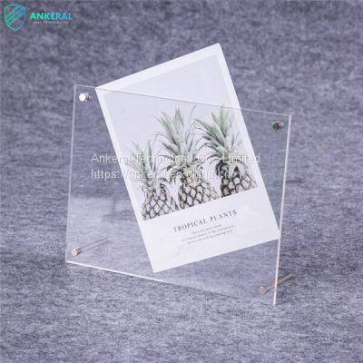 Super Transparent Acrylic Table Sign Holder 2 Metal Bracket Family Photo Magnetic Acrylic Holder