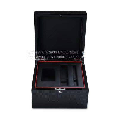 Custom Black High Gloss Piano Lacquer Wooden Jewelry Watch Packaging Solid Wood Gift Box photo-2
