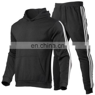 Customized Men's Side Stripe Hoodie Pants Sportswear Two Piece Set Jogger Workout Fitness Running Sportswear