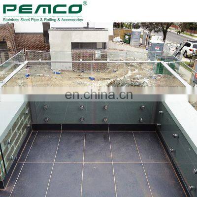 Hot Sale Roof Deck 304 316 Stainless Steel Frameless Tempered Glass Outdoor Railing Design