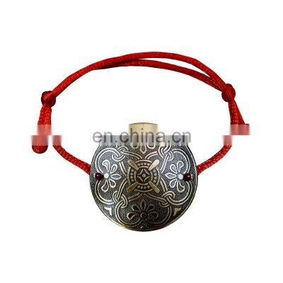 String bracelet 'Prosperity'. Embossing. Brass. Red T01.333.02.03 / Simple fashion jewelry handmade