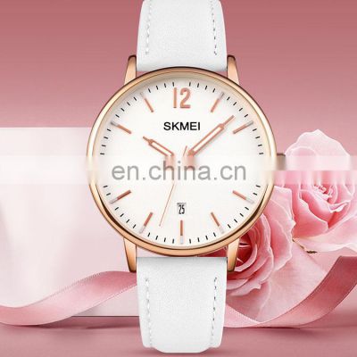 Watch custom logo Skmei 1724 Lady Fashion Watch Genuine Leather Japan Movement Luxury Ladies Watches