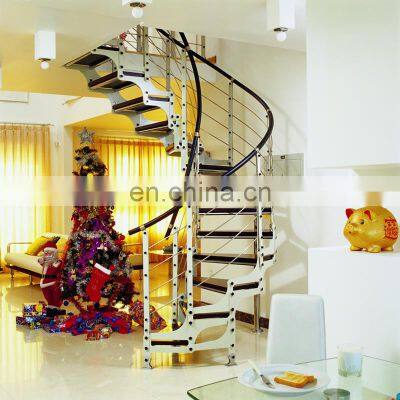 European Style Modern Stainless Steel Arc Stairs Floating Glass Arc Staircase With Handrail Designs