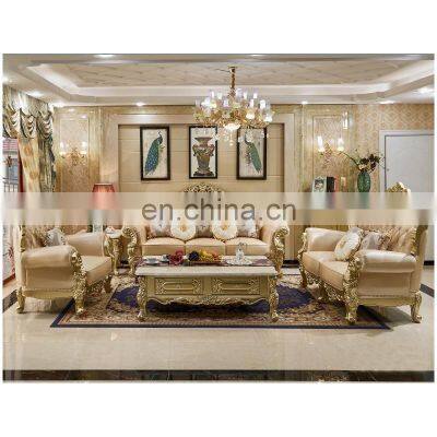 Luxury Royal Antique Classic Living Room Furniture Sectionals Loveseats Set Genuine Leather Sofa Set