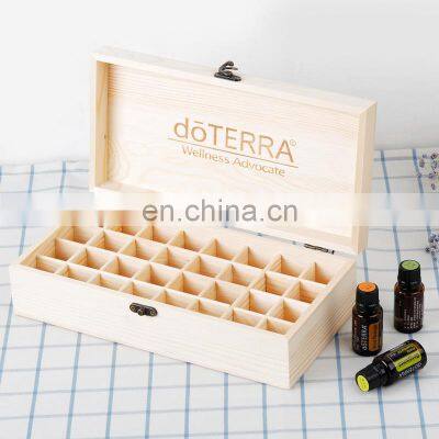 Solid wood essential oil 15ml display box 32 grid Dotri wood packaging box for essential oil bottle