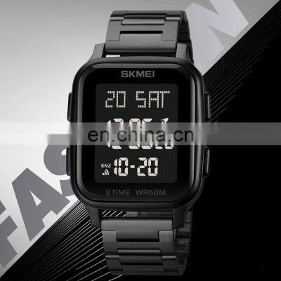 SKMEI 1589 High Quality Men Watch Fashion Luxury Style Stainless Steel Square Mens Digital Watches photo-2