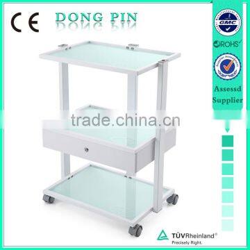 new fashion beauty spa equipment glass shelf trolley for sale