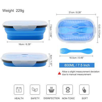 Kitchen Accessories Home and Kitchen Gadgets Silicone Collapsible Lunch Box With Spoon Fork Food Storage Container Foldable photo-2
