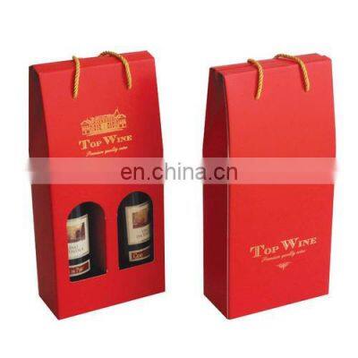 Free Sample Factory Good Quality Custom Logo OEM Double Glass Bottle Packing Top Red Wine Luxury Paper Gift Bag Box With Handles