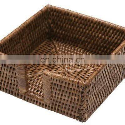 Brown Rattan Napkin Holder Set of 3 Cheap Wholesale Tableware wicker napkin basket wovenmade in Vietnam