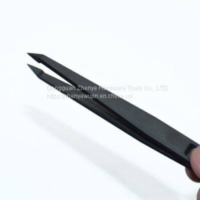 Anti Static Black Carbon Fiber Tweezers Plastic Tweezers Pointed Flat Head Elbow Round Head Wide Mouth Flat Head 93307 photo-3