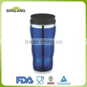 450ml double wall auto travel mug with plastic outer shell