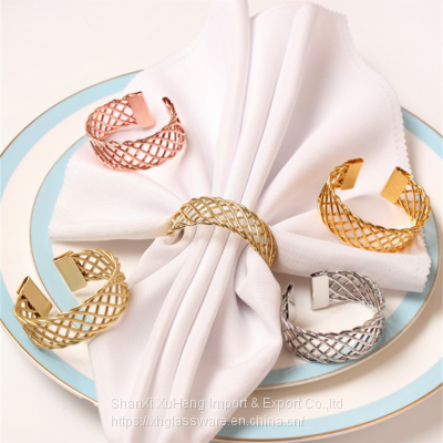 Rose Gold Silver Colored Simple Open Napkin Rings For Wedding And Events