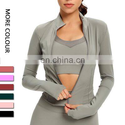 Customized New Poplar Sexy Sweat Wicking Long Sleeves Fitness Sports Coat  Gym Activewear Front Zip Yoga Jacket Top For Women