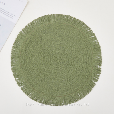 Custom Rattan Wholesale Eco-friendly Olive Green Colored Wedding Macrame Paper Place Mats