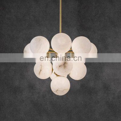 restaurant light luxury Alabaster ball modern led chandelier for home