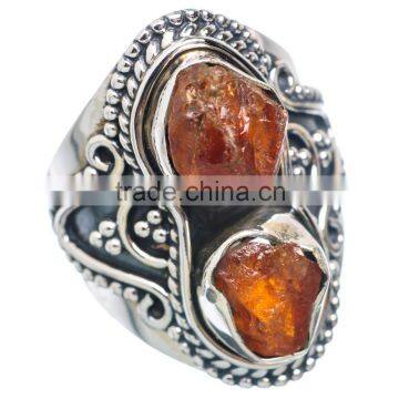 925 SOLID STERLING FINE SILVER ROUGH CITRINE RING