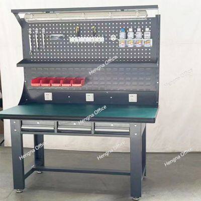 Industrial Steel Workbench for Manufacturing - Heavy-Duty Assembly Workstation with Storage