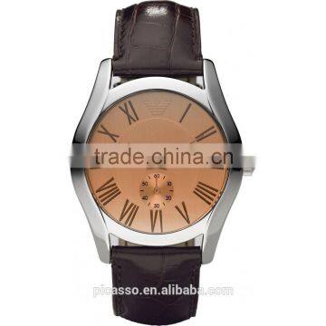 Genuine Leather strap, Silver dial, Quartz movement WATCH AR0645