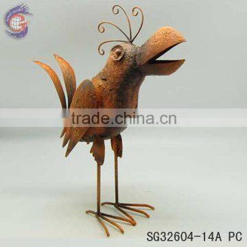 Garden ornaments with metal bird shabby chic home decoration