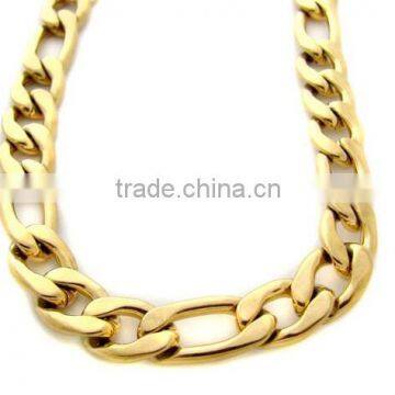 Figaro Link Gold Ip Plating Stainless Steel Chain, Gold Figaro Chain Necklace