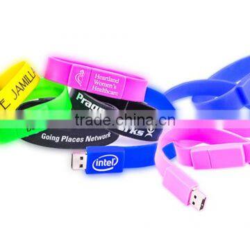 Customized 4gb / 8gb / 32gb Silicone Wristband USB Drive For Gifts