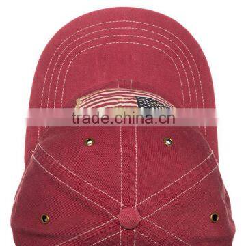 Red Cotton American Flag Appliqued Flat Bill Ethnic Snapback Hats photo-3