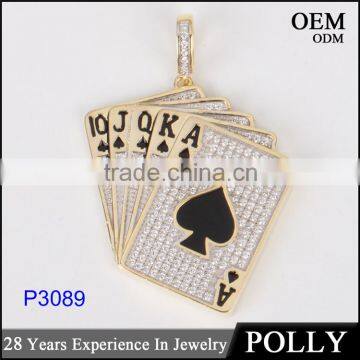 Newest Model Hip Hop Playing Card Pendant 10k Gold Plating Two Tone Jewerly photo-2