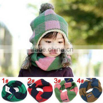 Winter Striped Circle Knitted Kids Scarf