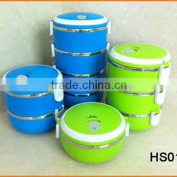 HS017 15cm Plastic And Stainless Steel Combination Lunch Box With Free Spoon