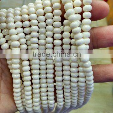 OB097 Smooth White Cream Ivory OX Bone Rondelle beads