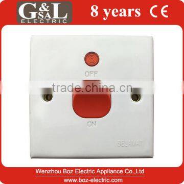 45A Double Pole Switch with Neon Hot sale Wall Switch, British Standard