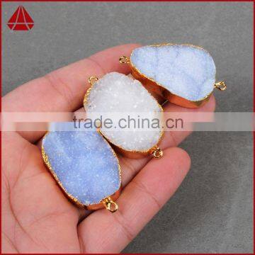 Natural color AAA top quality agate druzy oval quartz pendants jewelry-white, grey, brown