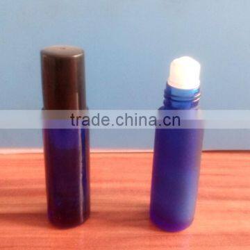 10ml frosted cobalt blue roll on bottle with plastic roller ball and cap