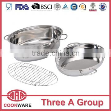 2015 high quality Oval Stainless Steel Chicken Roaster With Rack