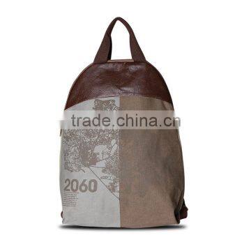 Korean Design pu Splice Canvas School Bacopack Travel Backpack photo-3