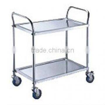 FAYK.PRCS2 FILMA Tea Trolleys-2 Tier Stainless Steel Dining Cart - Round Tube