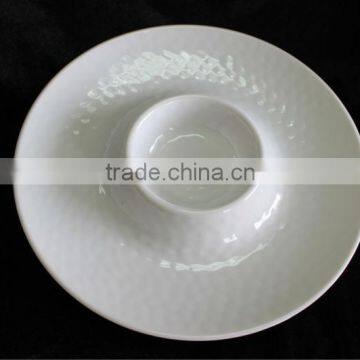 13 inch white melamine chip and dip plate