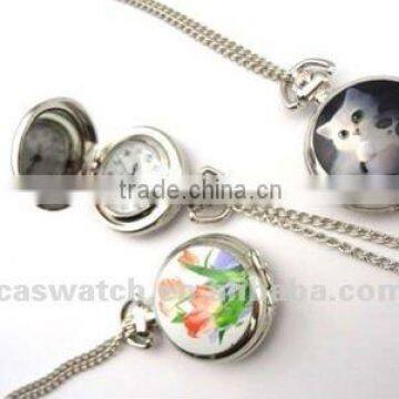 Cute animal pattern pocket watch with quartz movet