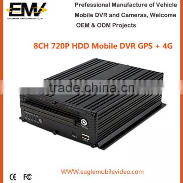 HD 8 Ch 720P AHD HDD Mobile DVR with 4G GPS G-Sensor