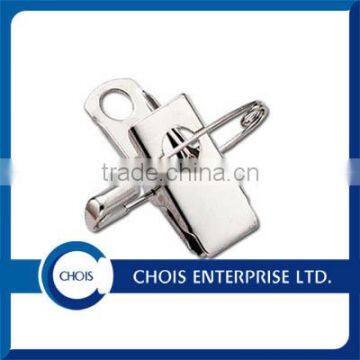 1-Hole Smooth-Face Steel Shank with Jaw and Safety Pin Combination, Badge Clip & Pin