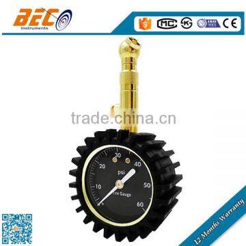 BECO 2" Tire Pressure Gauge 360 Degree Swivel Chuck for SUV, Truck Etc. Samples Ready