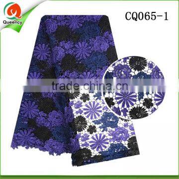 dress lace fabrics nigerian lace guipure cord lace with embroidery design flower CQ065-1