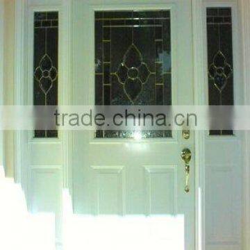 Steel door with decorative glass(metal glass door)